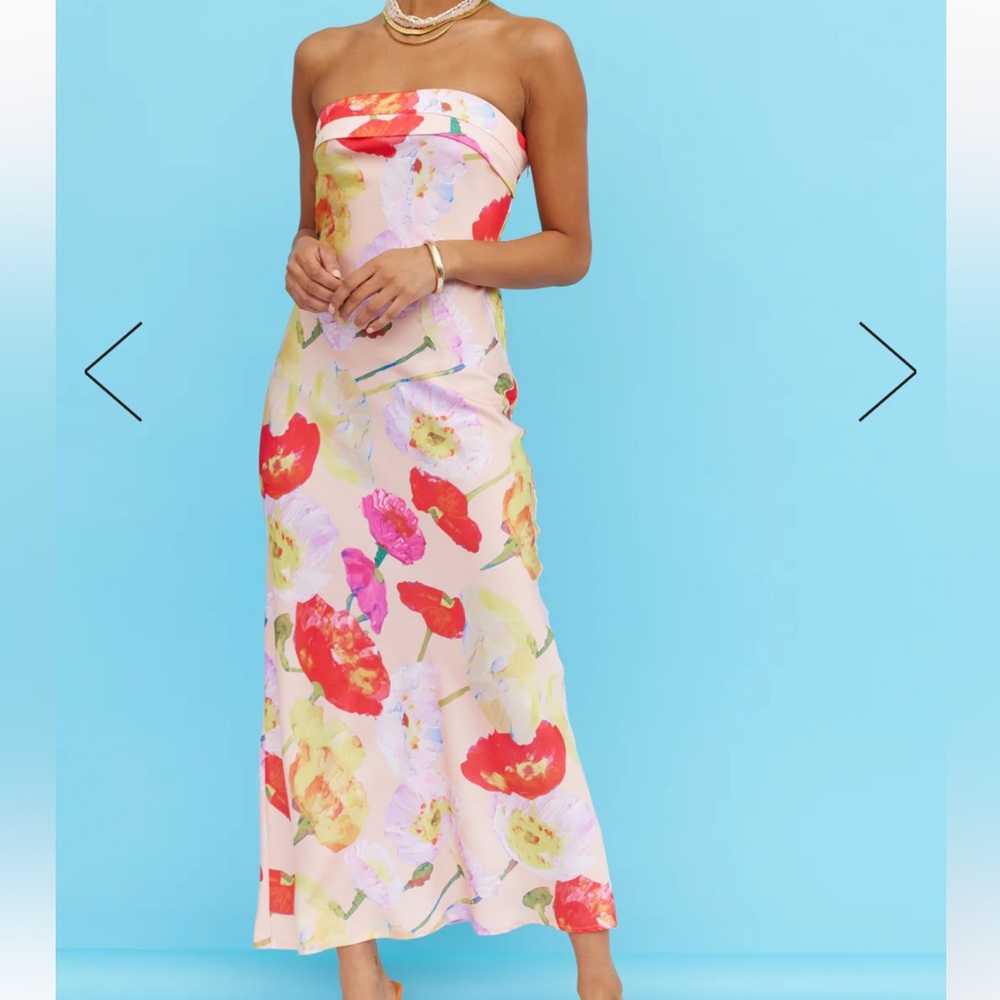 Hello Molly Pink Floral Strapless Maxi Dress